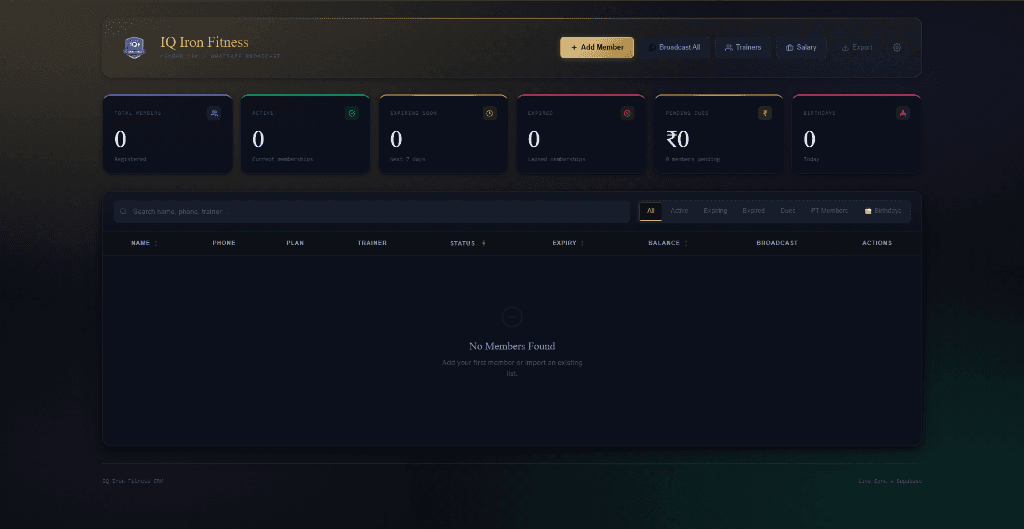 Gym CRM (Offline Local-First) preview