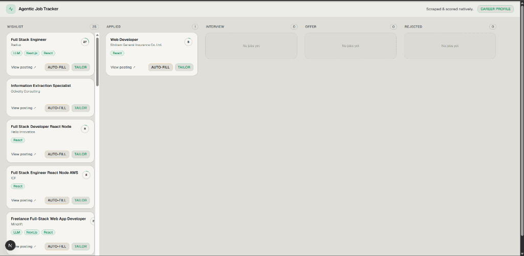 Agentic Job Tracker preview